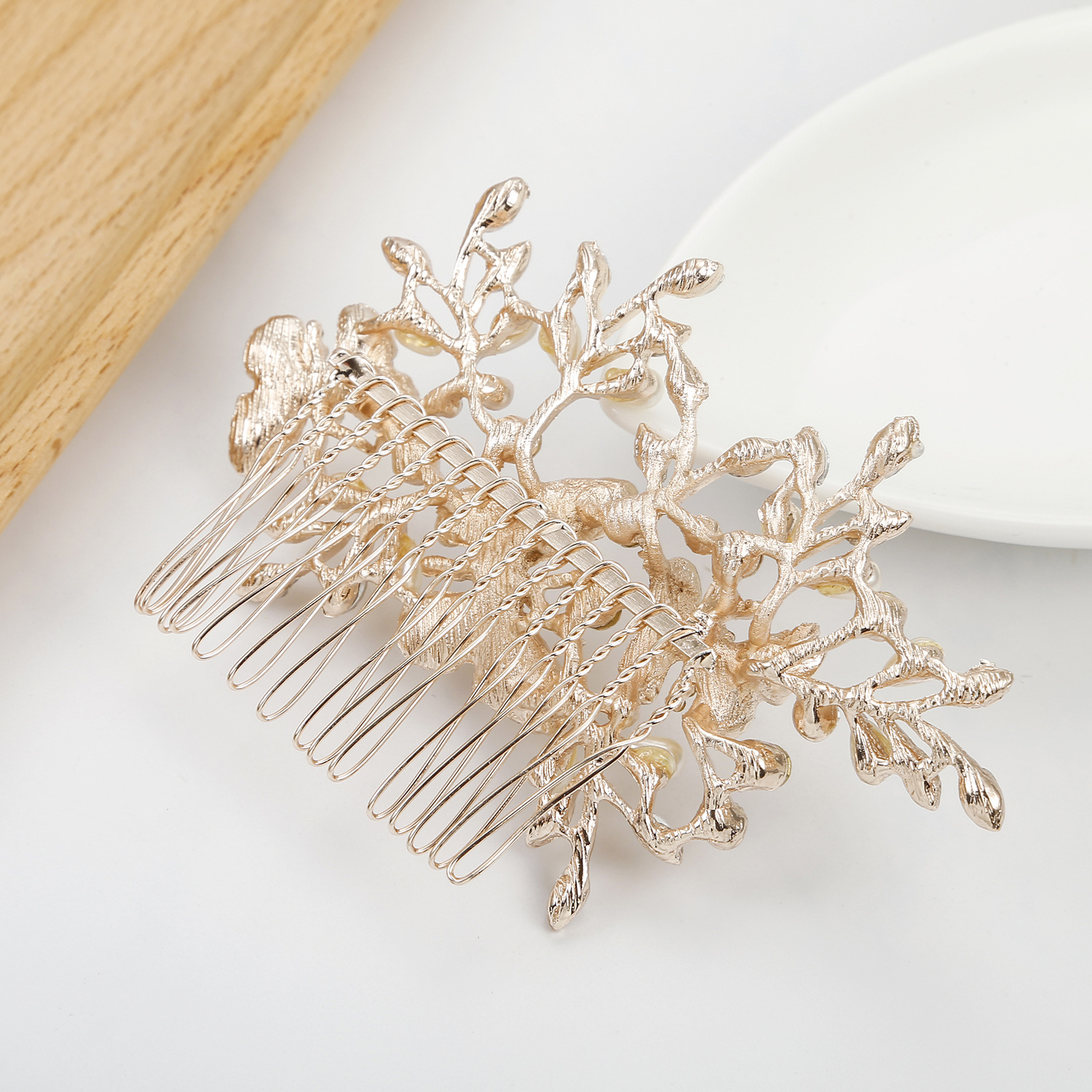 Crystals Beading Bridal Hair Combs Crown Tiara Wedding Hair Accessories Women Handmade Headband Ornaments Female Prom Headdress Hairband Headwear ZJ06