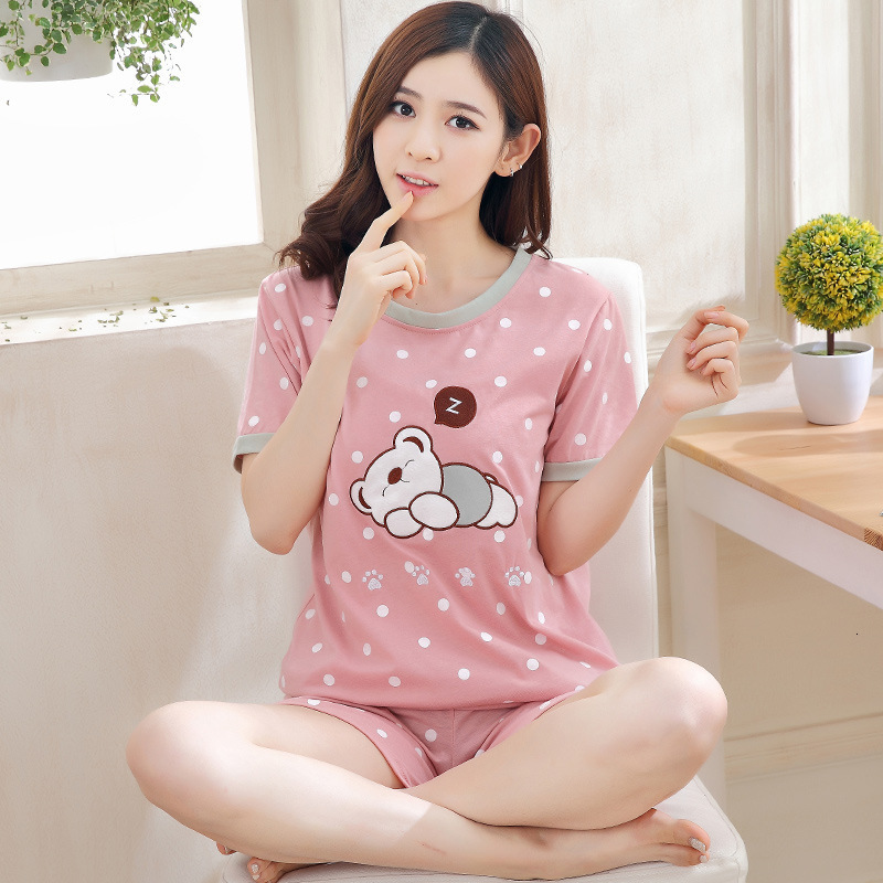 Women's Sleepwear Sleepwear Lovely Home Suits Sexy Pyjama Short Sleeve Pajamas Set Women Pijamas Comfortable Girl Spring And Summer 2Xl 230517