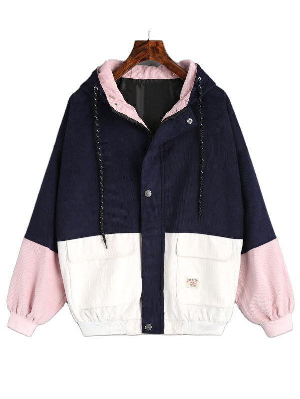 BDLJ Color Block Patchwork Corduroy Hooded Jackets Men Hip Hop Zipper Up Hoodies Coats Male Casual Streetwear Outerwear 201113