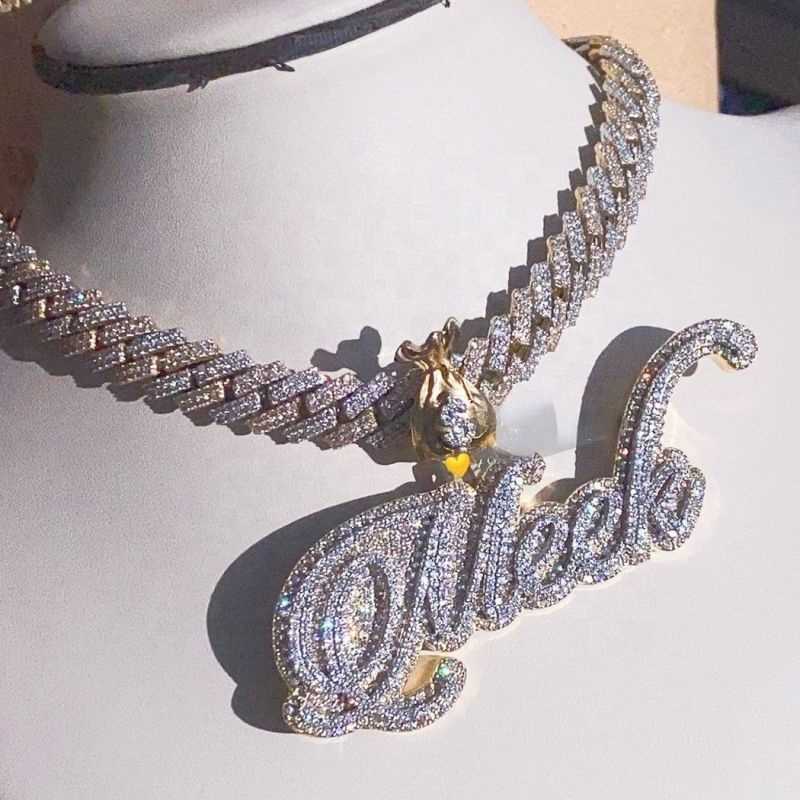 necklaces Custom Moissanite Alphabet Pendant Hip Hop Full Diamond Charm S925 Chain Rap Accessories for Men and Women silver fashion jewelry