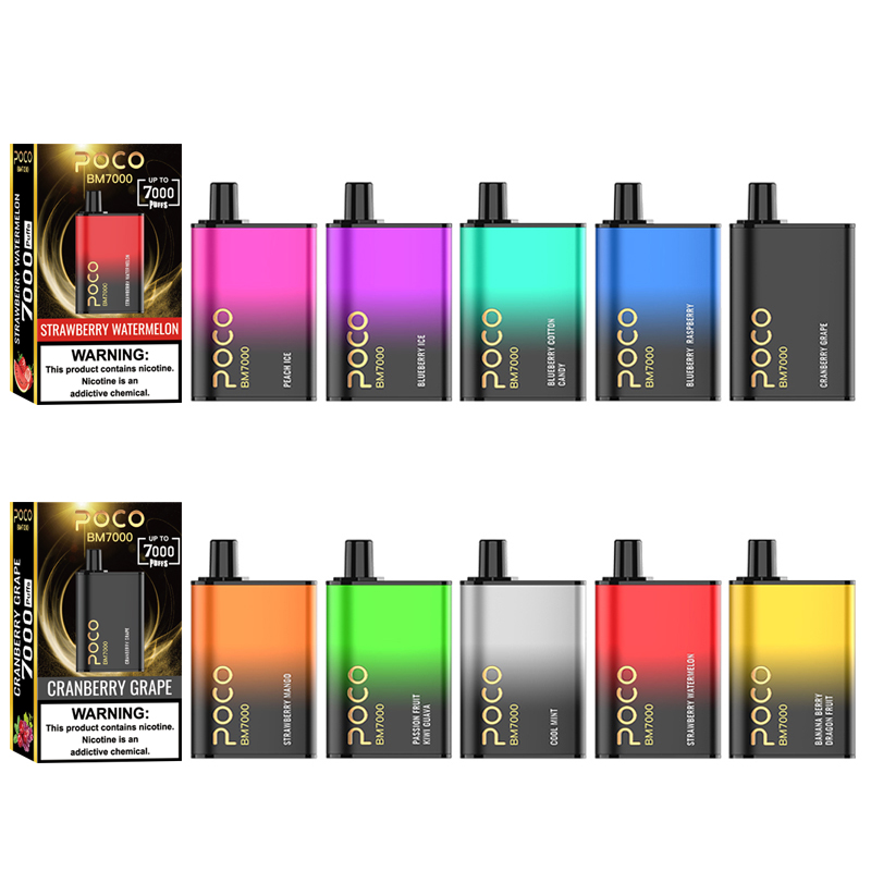 Original Poco BM7000 Electronic Cigarette Disposable Vape Pen 7000 puffs E-cigarette Rechargeable Mesh Coil 17ML 10 Flavors Device Newest Vapor Pen
Original Poco BM7000 Electronic Cigarette Disposable Vape Pen 7000 puffs E-cigarette Rechargeable Mesh Coil 17ML 10 Flavors Device Newest Vapor Pen