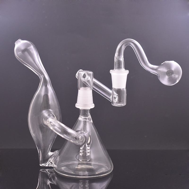 1set recycler Glass oil burner Bong Hookahs Tornado Cyclone Recycler smoking Water Pipe with Dropdown Adapter and male glass oil burner pipe