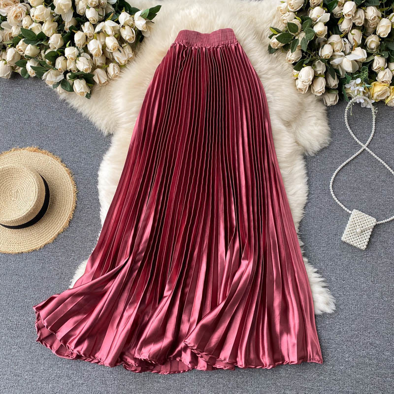 Skirts Pleated Midi Skirt Woman Vintage A Line Bust Skirts for Women Korean Fashion Jupe Mujer Faldas Female Clothing Drop 230518