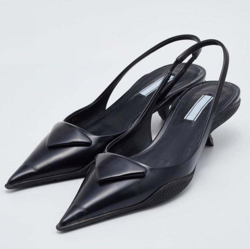 Women sandal low heel Triangle Brushed leather slingback black leather pointe toe sling back designer pumps rubber sole with box 35-42, 11
Women sandal low heel Triangle Brushed leather slingback black leather pointe toe sling back designer pumps rubber sole with box 35-42, 11