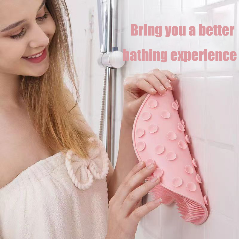 Silicone Body Scrubber Shower Foot Scrubber Mat Massage Foot and Back Washing Brush Wall Mounted Foot Massage Mat Bathroom Anti-slip Lazy