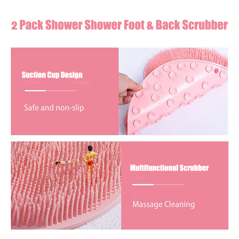 Silicone Body Scrubber Shower Foot Scrubber Mat Massage Foot and Back Washing Brush Wall Mounted Foot Massage Mat Bathroom Anti-slip Lazy
