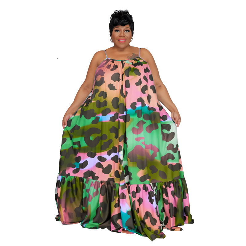 Plus Dresses SOMO Summer Clothes Women Fashion Printed Size Casual Halter Maxi Long Dress Beachwear Wholesale Drop 2308