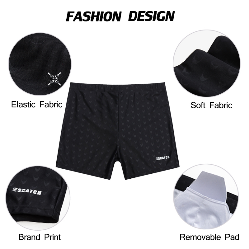 Men's swimwear ESCATCH Arrivals Men Swimwear Plus Size Fashion Printed Swimsuit Male High Quality Elastic Swim Trunks With Pad 230518
