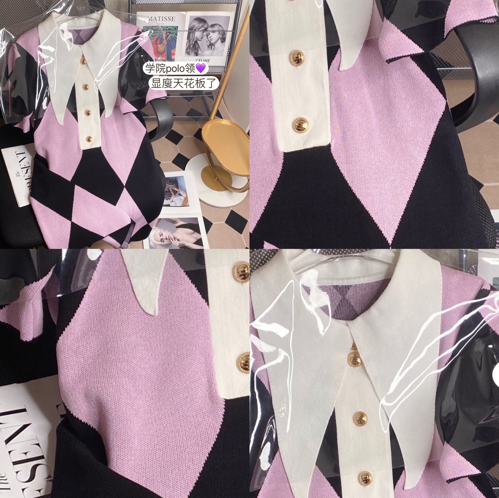 Basic Casual Dresses Summer Knitted Dress Fashion Women Big Collar Rhombic Dresses Short Sleeve Runway Style Dresses For Ladies Vestidos NS286 230518