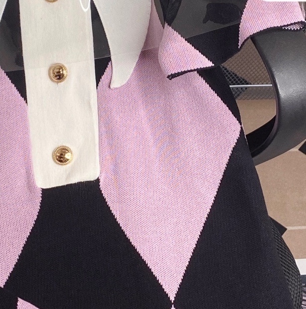 Basic Casual Dresses Summer Knitted Dress Fashion Women Big Collar Rhombic Dresses Short Sleeve Runway Style Dresses For Ladies Vestidos NS286 230518