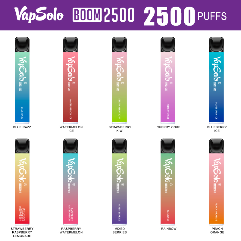 Puff Vapsolo BOOM 2500 puffs Electronic Cigarettes Disposable E-cigarette vape Pen Device 850mAh Battery Prefilled Vape Bottom LED
Puff Vapsolo BOOM 2500 puffs Electronic Cigarettes Disposable E-cigarette vape Pen Device 850mAh Battery Prefilled Vape Bottom LED