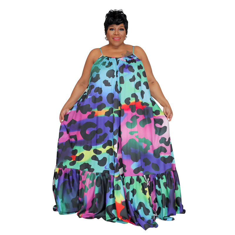 Plus Dresses SOMO Summer Clothes Women Fashion Printed Size Casual Halter Maxi Long Dress Beachwear Wholesale Drop 2308