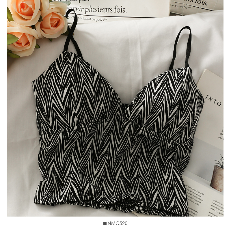 Camisoles Tanks Korean wavelet dots crop tops sexy spaghetti strap tanke top women built in bra off shoulder sleeveless camisole ins 230518