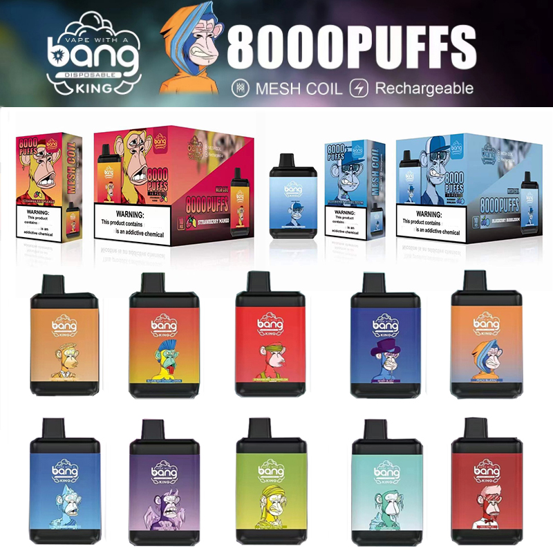 Original Bang Bar 8000 King disposable E cigarette vape pen 8000 puffs Device 650mah 15ml per-filled cartridges pod Mesh Coil Vaporizers box with Lanyard 0%-5%
Original Bang Bar 8000 King disposable E cigarette vape pen 8000 puffs Device 650mah 15ml per-filled cartridges pod Mesh Coil Vaporizers box with Lanyard 0%-5%