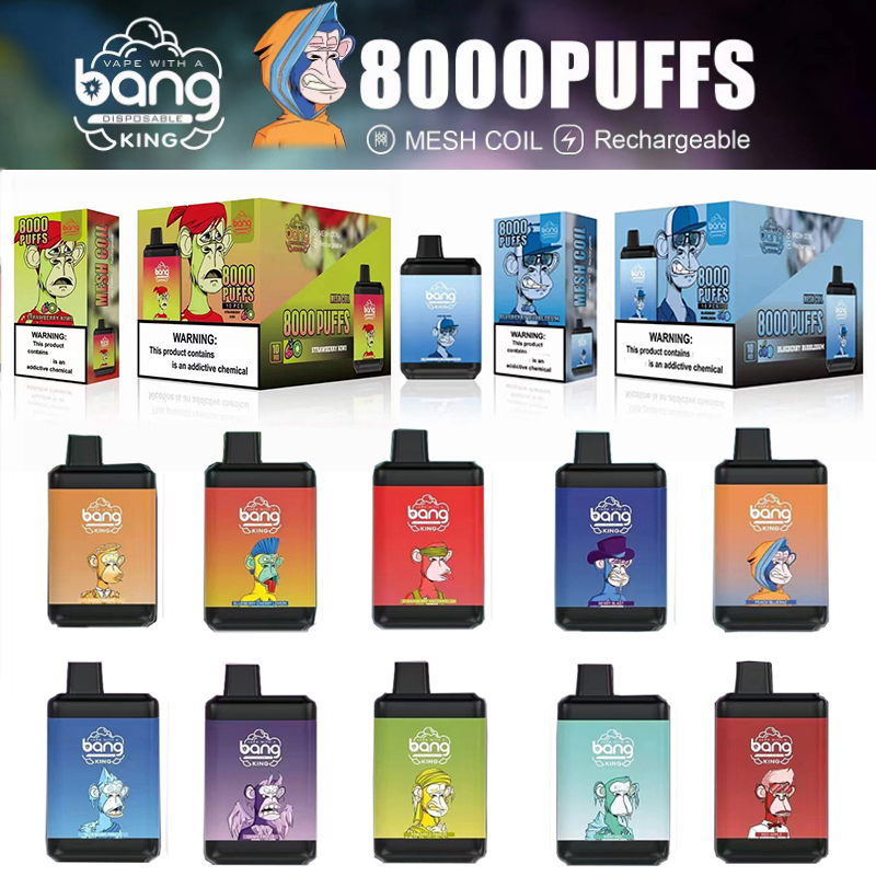 Authentic Bang 8000 Bar King disposable E cigarette vape pen 8000 puffs Device 650mah 15ml per-filled cartridges pod with Lanyard 0%-5%
Authentic Bang 8000 Bar King disposable E cigarette vape pen 8000 puffs Device 650mah 15ml per-filled cartridges pod with Lanyard 0%-5%