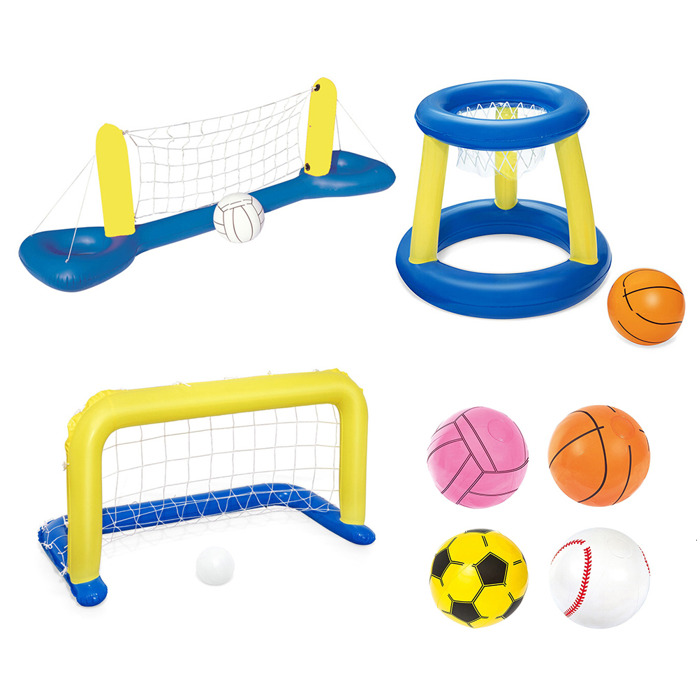 Air inflation toy Parent Child Swimming Pool Water Inflatable Volleyball Basketball Ball Water Net Mattress Sports Games Circle Float Beach Toys 23051