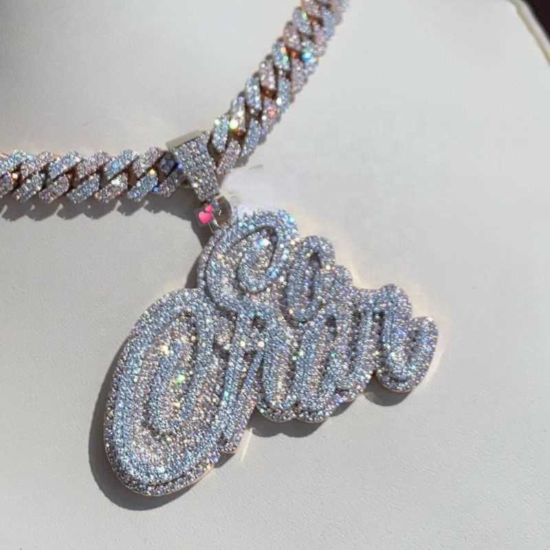 necklaces Custom Moissanite Alphabet Pendant Hip Hop Full Diamond Charm S925 Chain Rap Accessories for Men and Women silver fashion jewelry