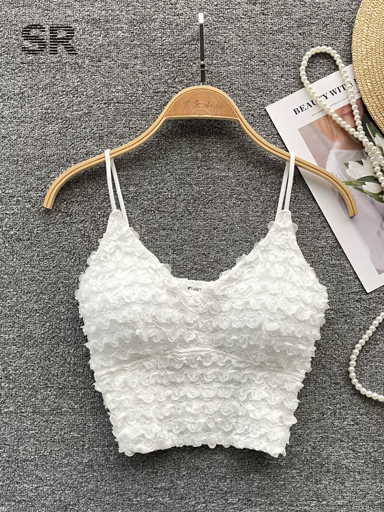Camisoles Tanks SINGREINY Floral Hook Sexy Camisole Women Backless Elastic Waist White Outwear Fashion Ladies Streetwear Summer Tank Top 230518