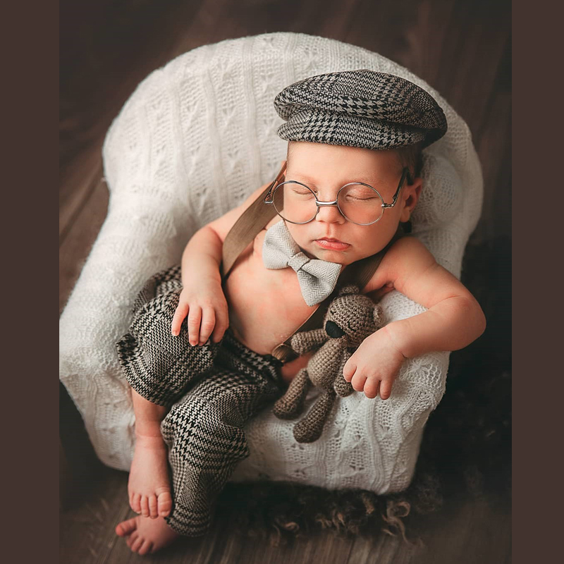 Keepsakes born Clothes Boy Romper Hat Suits Set with Suspenders Baby Pography Prop Sessions Onesie born Po Outfit Flat Cap 230517
