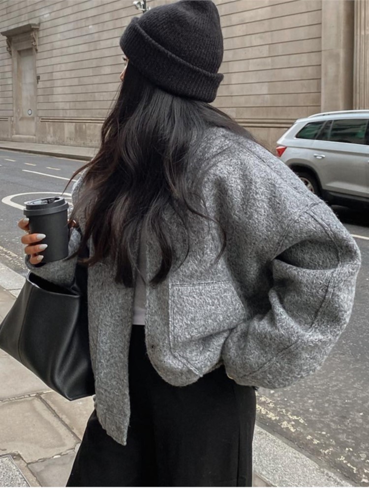 Women's Jackets Chic Single Breasted Button Bomber Jacket Women Elegant O Neck Long Sleeve Pocket Coat Fashion Solid Streetwear Female Outwear 23