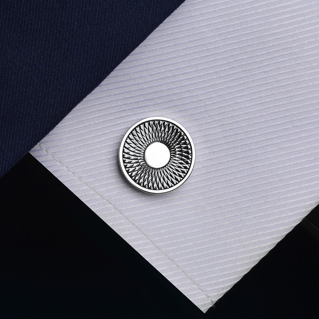 Cuff Links SAVOYSHI Classic Round Metal Cufflinks For Mens French Shirt High Polishing Black Cuff Links Business Gift Free Custom Engraved 230518