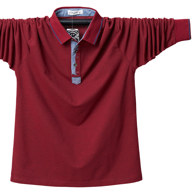Men's Polos Men Polo Shirt Autumn Long Sleeve Shirt Cotton Polo Shirt Men Top Tees Business Casual Solid Slim Fit Plus Size 6XL Polo Shirts 23051