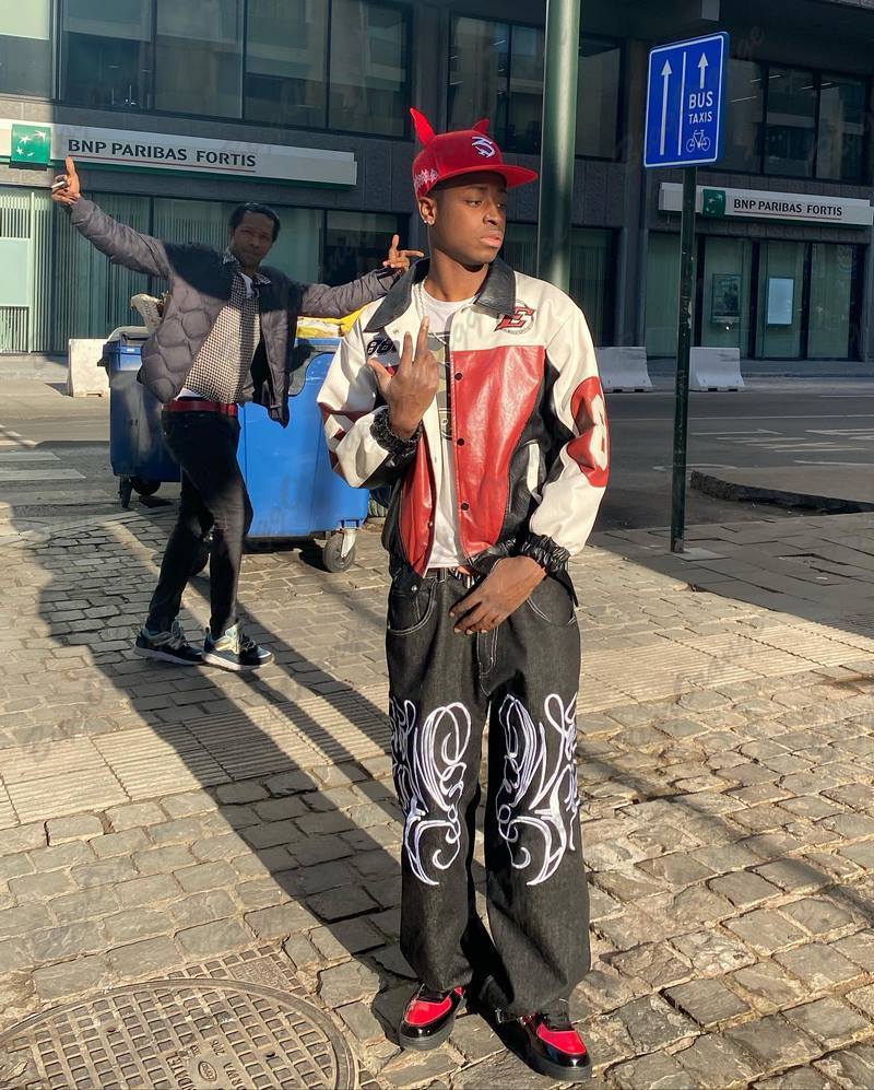 Men's Jeans Harajuku Loose Fashion Y2k Street Pography Clothing Pattern Pants in 2023 Trousers for Men Baggy Cargo 230517
