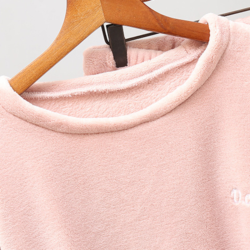 Women's Sleepwear Women Winter Flannel Pajama Set Fleece Pajamas Sleepwear Homewear Thick Warm Velvet Female Suit Fall Sweatshirt Ladies Pyjama 2