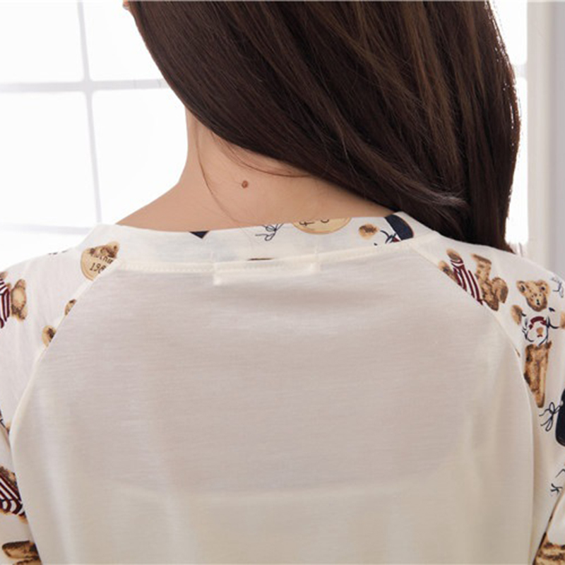 Women's Sleepwear Spring Autumn Women's Sleep Lounge Pajama Long Sleeved Woman Pajama Set CartoonPrint Pyjamas Cotton Sleepwear 230517