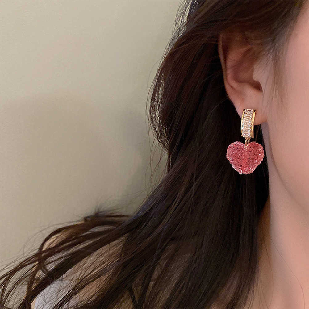 Charm 2022 New Arrival Trendy Lovely Cute Heart Dangle Earrings For Women Fashion Cute Sweet Crystal Jewelry Girl Gift Fondant Earring AA230518