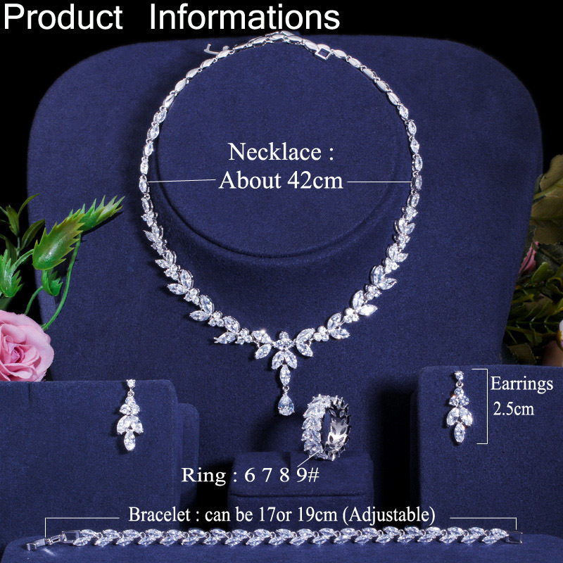 Wedding Jewelry Sets CWWZircons 4Pcs Brilliant Cubic Zircon Necklace Earrings Ring and Bracelet Wedding Bridal Jewelry Sets Dress Accessories T344 230