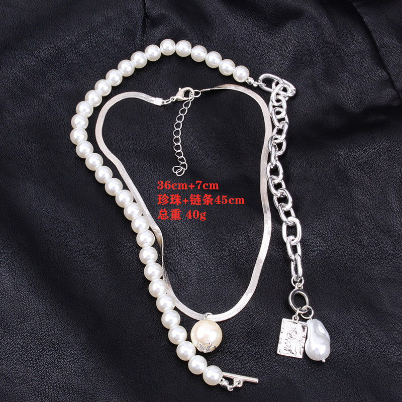 Chokers Fashion Chain Pearl Necklace For Women Baroque Metal Charm Pendant Necklaces Choker Snake Jewelry Gold Silver Color 230519