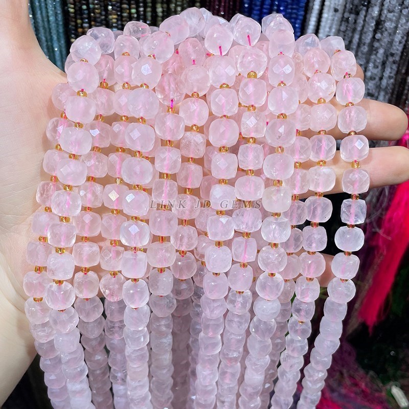 Beaded Necklaces Natural Lapis Lazuli Citrines Crystal Faceted Square Shape Beads Loose Spacer Pink Quartz For Jewelry Making Bracelet Accessory 23051