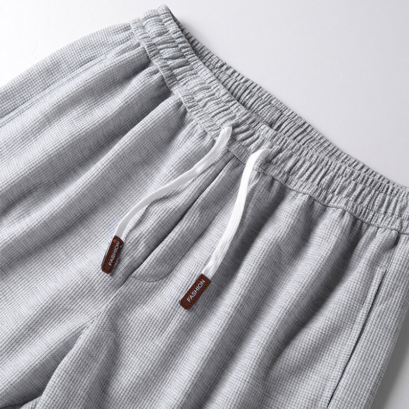 Men's Shorts Summer Men's Shorts Waffle Drawstring Shorts Men's Summer Ice Silk Casual Quick Drying Sports Pants Thin Style Loose Pants