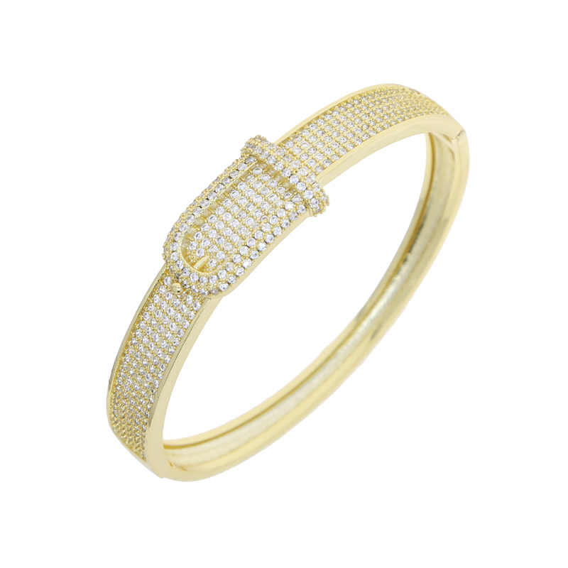 Iced Out Bling Geometric Classic Jewelry Micro Pave 5A White Cubic Zirconia CZ Band Bangle for Women Lover