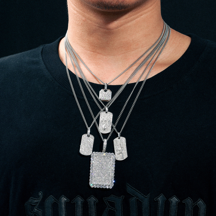 Pendant Necklaces S925 Streamline Tag For Men Women Hip Hop Jewelry D VVS Necklace With Free 2MM Steel Cuban Chain 230519
