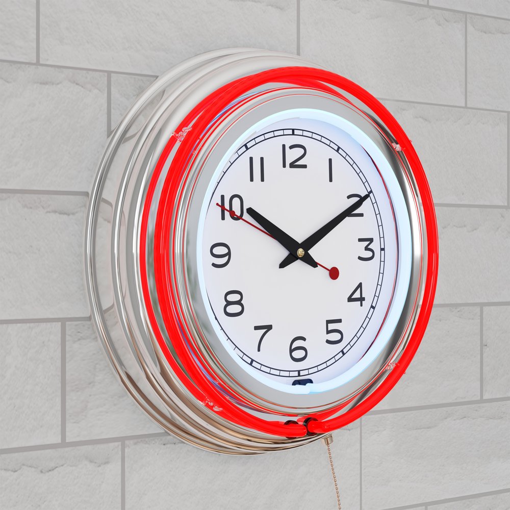 Retro Neon Wall Clock - Battery Operated Wall Clock Vintage Bar Garage Kitchen Game Room 14 Inch Round Analog by Lavish Home Red and Whit
Retro Neon Wall Clock - Battery Operated Wall Clock Vintage Bar Garage Kitchen Game Room 14 Inch Round Analog by Lavish Home Red and Whit