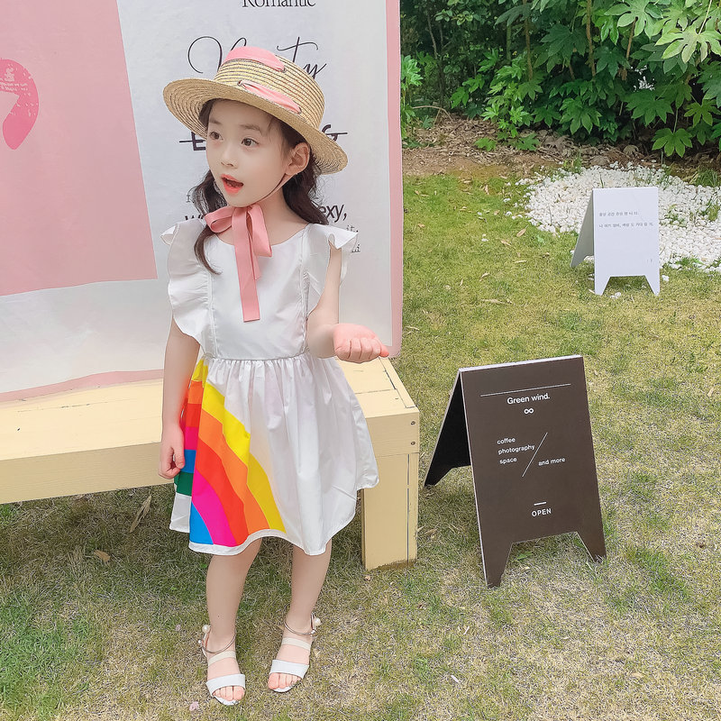 Girl's Dresses Jargazol Summer Fashion Kids Dresses for Girls Ranbow Bow Backless Princess Dress Little Girls Dresses Vestidos Party Clothes 2305