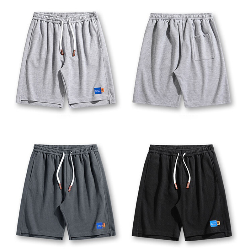 Men's Shorts Summer Men's Shorts Waffle Drawstring Shorts Men's Summer Ice Silk Casual Quick Drying Sports Pants Thin Style Loose Pants