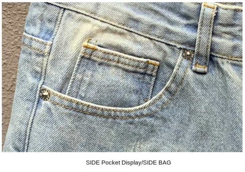 Mens Jeans Ripped Denim Shorts Light Blue Fifth Pants Trendy Allmatch Loose Woolen Split Ing Short 230519