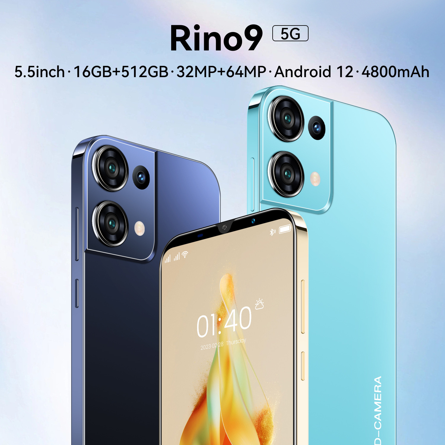 New cross-border Rino9 smartphone with 16+512 screens, right angle frame appearance, and spot shipment from foreign trade manufacturers
New cross-border Rino9 smartphone with 16+512 screens, right angle frame appearance, and spot shipment from foreign trade manufacturers