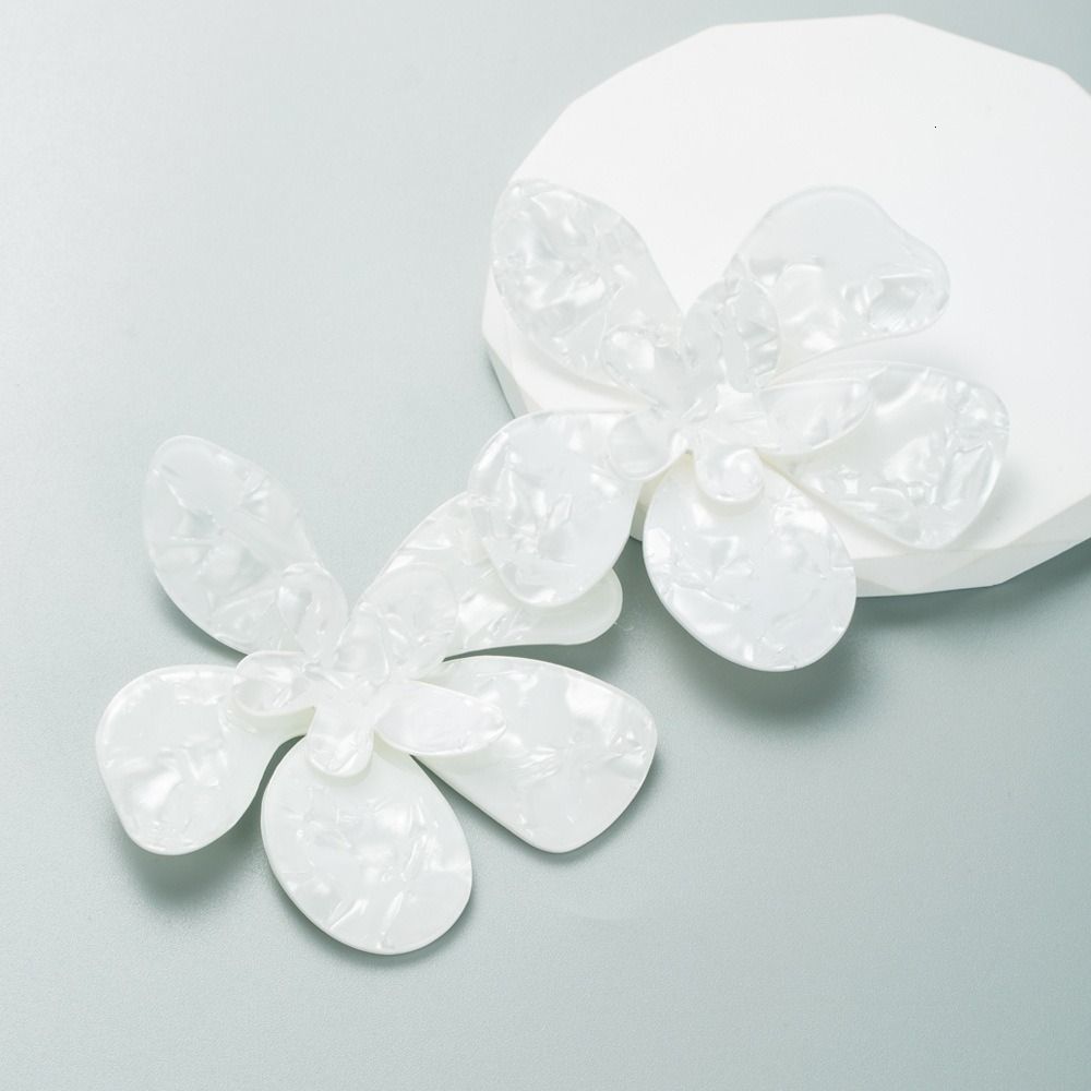 Dangle Chandelier White Exaggerated Acrylic Resin Large Flower Drop Earrings for Women Fashion Holiday Party Statement Jewelry Accessories 230519