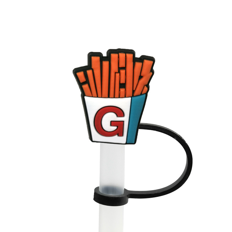 Drinking Beverage Pattern straw toppers for 6-8mm straws resin silicone holiday party designer sports tumbler straw topper charm