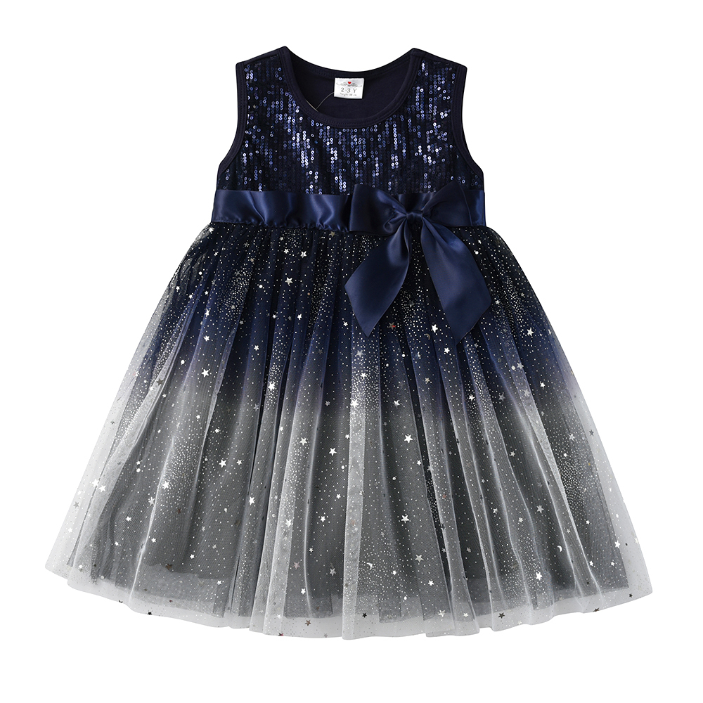 Girl's Dresses VIKITA Girls Dress Summer Kids Birthday Party Prom Dresses Kids Sequins Vestidos Kids Elegant Sleeveless Dress Girls Clothing 2305