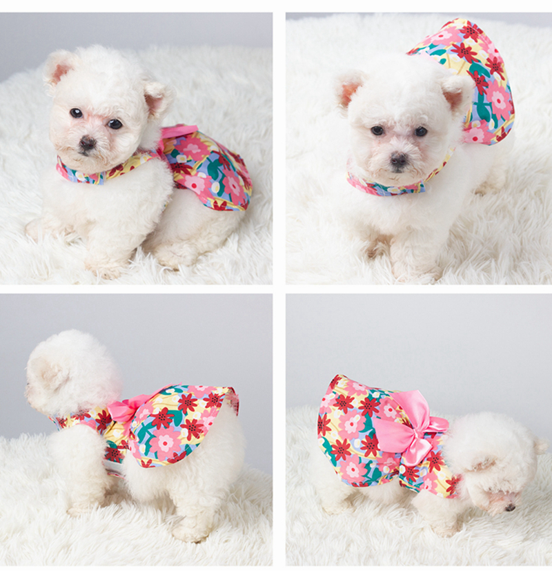 Girls ral Puppy Dresses Princess Bowknot Dress Cute Dogs Summer Outfits Dog Clothes for Yorkie Female Cat Small Pets 8 Styles S A723