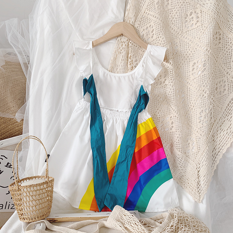 Girl's Dresses Jargazol Summer Fashion Kids Dresses for Girls Ranbow Bow Backless Princess Dress Little Girls Dresses Vestidos Party Clothes 2305