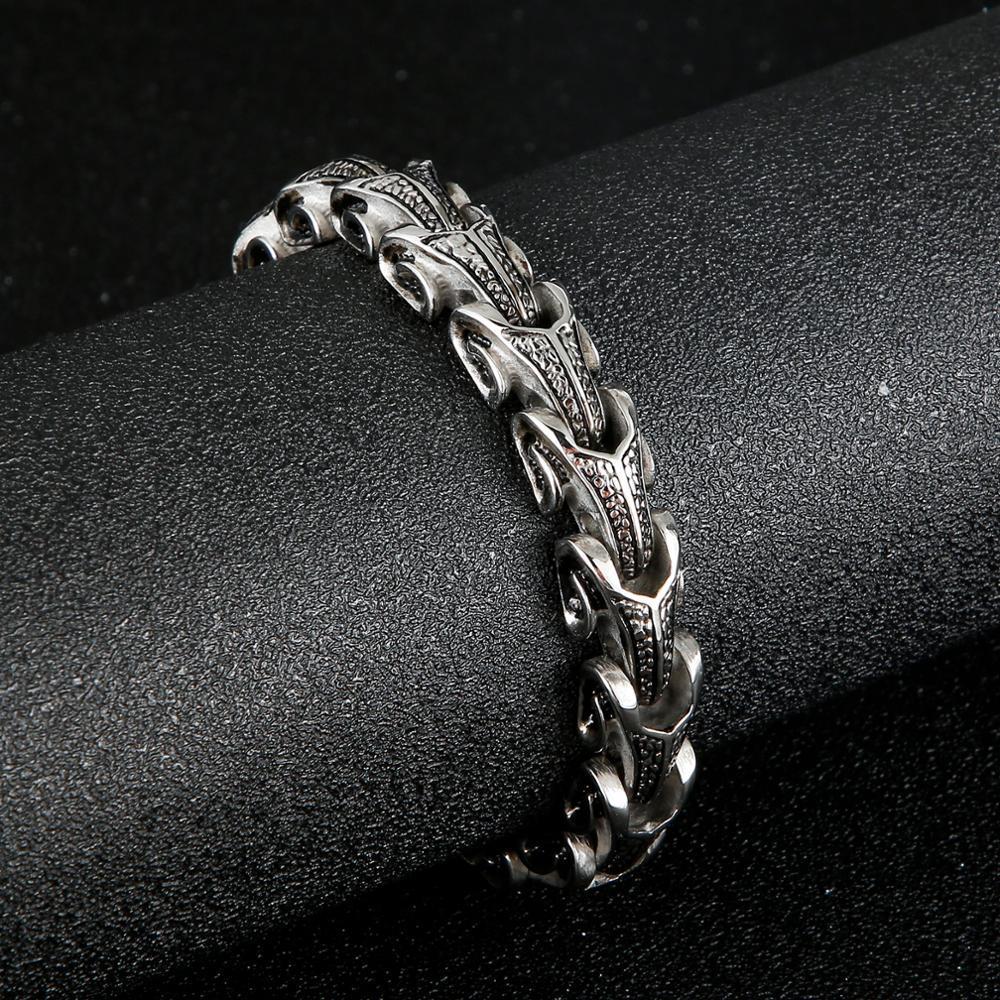 Chain Fongten Punk Dragon Snake Link Chain Mens Bracelet 316L Stainless Steel Black Gold Silver Color Viking Fashion Bracelets Jewelry 230519