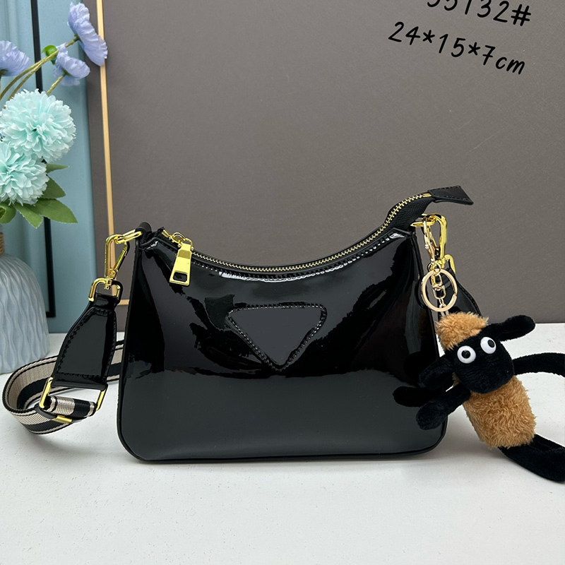 Patent Leather Crossbody Bag Underarm Handbag Shoulder Bags Wide Strap Doll Pendants Fashion Zipper Women Handbags Flap Wallet, Pink
Patent Leather Crossbody Bag Underarm Handbag Shoulder Bags Wide Strap Doll Pendants Fashion Zipper Women Handbags Flap Wallet, Pink