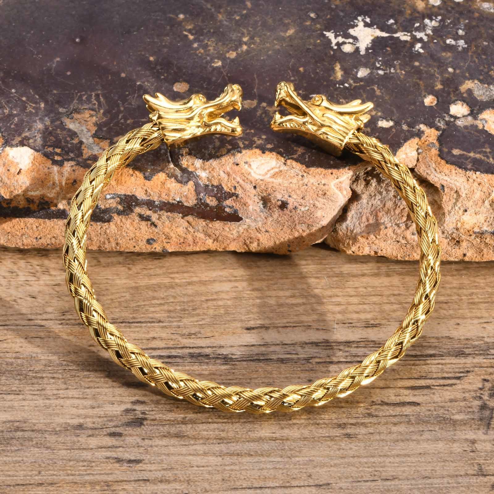 Chain Dragon Head Bracelet Men Bracelets Stainless Steel Weave Cuff Bangle Stacking Bangle Bracelet 230519