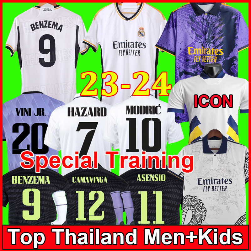 22 23 24 BENZEMA real madrids soccer jerseys Special Dragon retro football shirt VINI JR ALABA HAZARD ASENSIO MODRIC MARCELO VALVERDE men kids kit camiseta, Kids 23-24 home